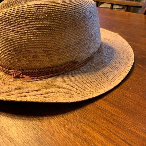 Legitimo Hat Saguaro Mexican Woven Palm Straw Sz 55 / 6 7/8. Cowboy w Band. - Picture 4 of 6